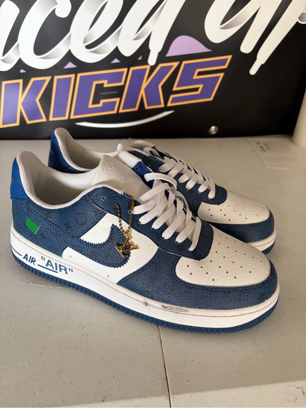 Nike Air Force 1 Louis Vuitton - Dark Blue LV Sneakers - REPS - Size 11